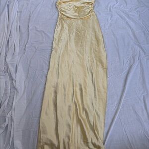 Runaway the Label Yellow Satin Maxi Dress
